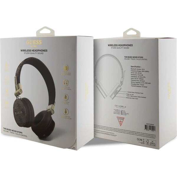 Guess-PU-Leather-4G-Metal-Logo-BT5-3-Stereo-Headphone-hnede