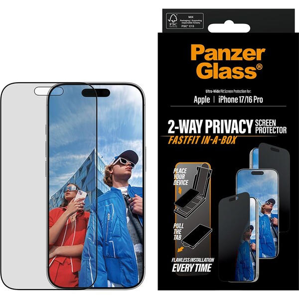 PanzerGlass-Privacy-sklo-Apple-iPhone-17-16-Pro-s-bezprasnym-aplikacnim-boxem