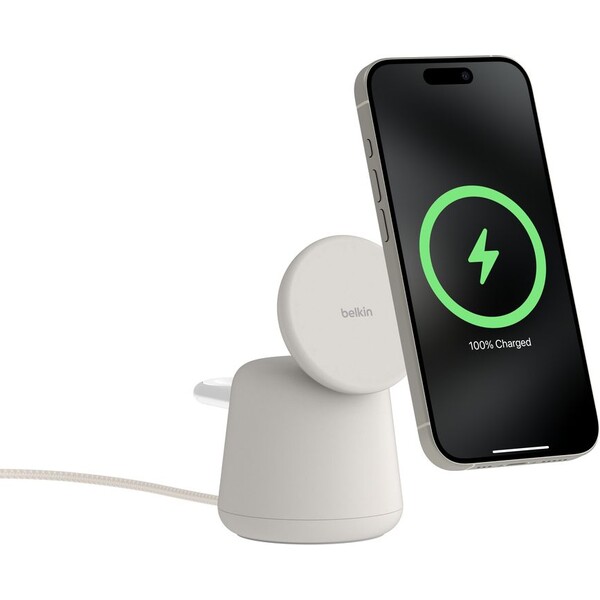Belkin-BOOST-CHARGE-PRO-Qi2-15W-2v1-Nabijeci-MagSafe-stojanek-pro-iPhone-Apple-Watch-AirPods-pisecn