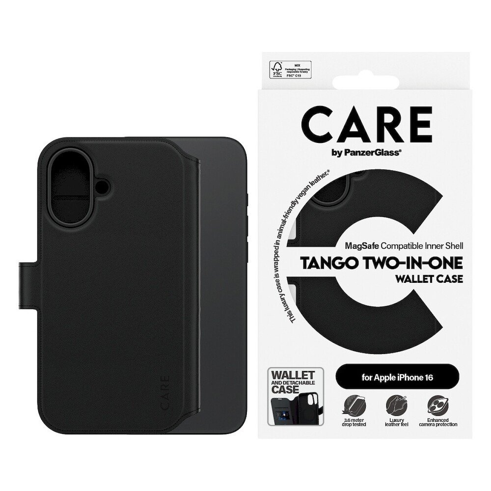 PanzerGlass-CARE-pouzdro-Apple-iPhone-16-MagSafe-Wallet-2v1-cerny