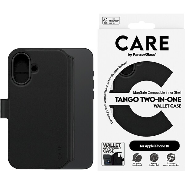 PanzerGlass-CARE-pouzdro-Apple-iPhone-16-MagSafe-Wallet-2v1-cerny