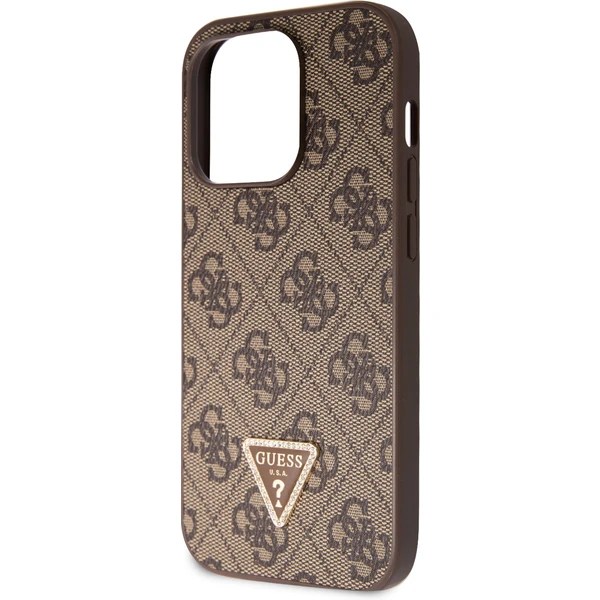 Guess PU 4G Strass Triangle Metal Logo Kryt + Crossbody Popruh iPhone 15 Pro Max hnědý - Pouzdra - Obrázek P9K8000601