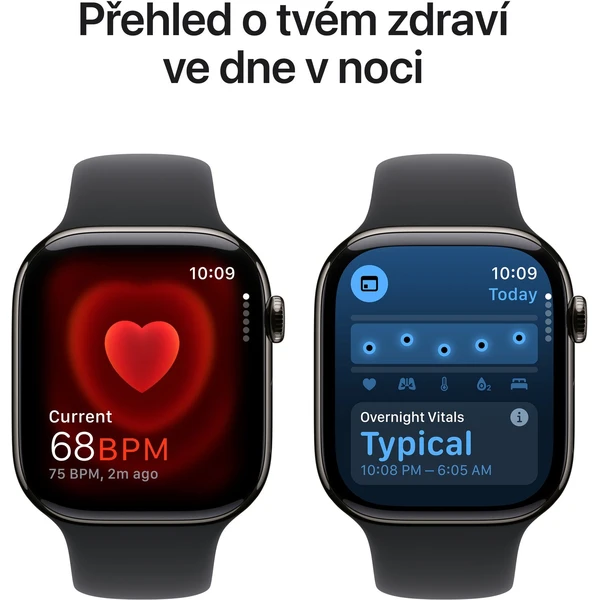 Apple Watch Series 10 Cellular 42mm Břidlicově šedý titan s černým sportovním řemínkem M/L - Chytré hodinky - Obrázek PBQ7000K01