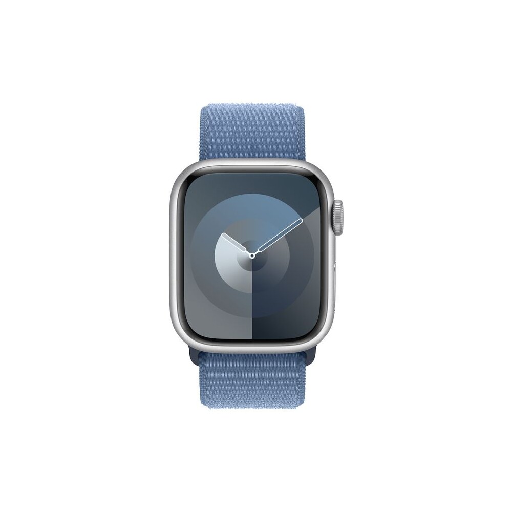 Apple-Watch-Series-9-41mm-Stribrny-hlinik-s-ledove-modrym-provlekacim-reminkem