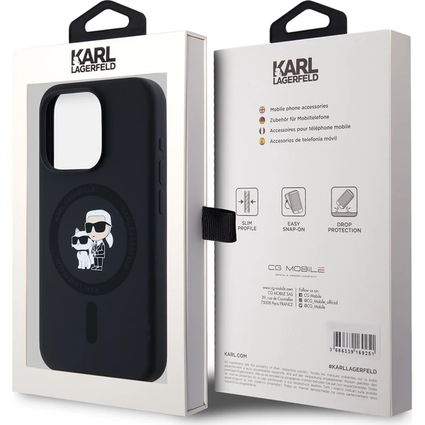 Karl-Lagerfeld-Liquid-Silicone-Karl-and-Choupette-Magsafe-zadni-kryt-iPhone-15-Pro-cerny