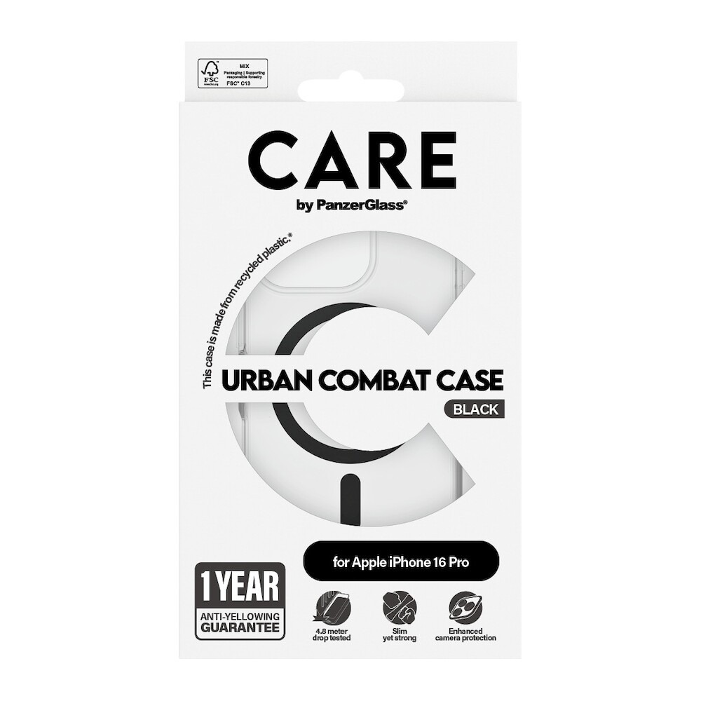 PanzerGlass-CARE-kryt-Apple-iPhone-16-Pro-MagSafe-Urban-Combat-ciry-cerny