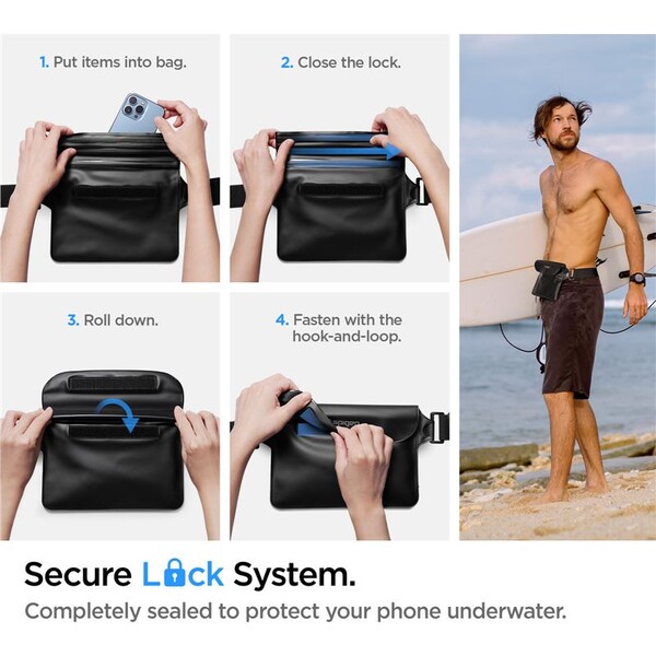 Spigen-Aqua-Shield-Floating-vodeodolne-pouzdro-WaterProof-Waist-Bag-A621-Set-cerny