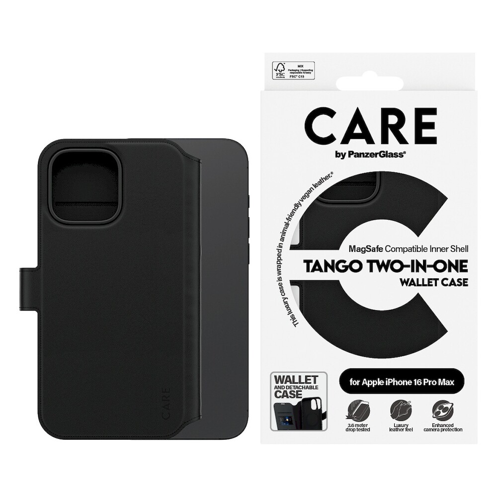 PanzerGlass-CARE-pouzdro-Apple-iPhone-16-Pro-Max-MagSafe-Wallet-2v1-cerny