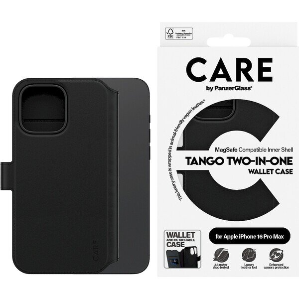 PanzerGlass-CARE-pouzdro-Apple-iPhone-16-Pro-Max-MagSafe-Wallet-2v1-cerny