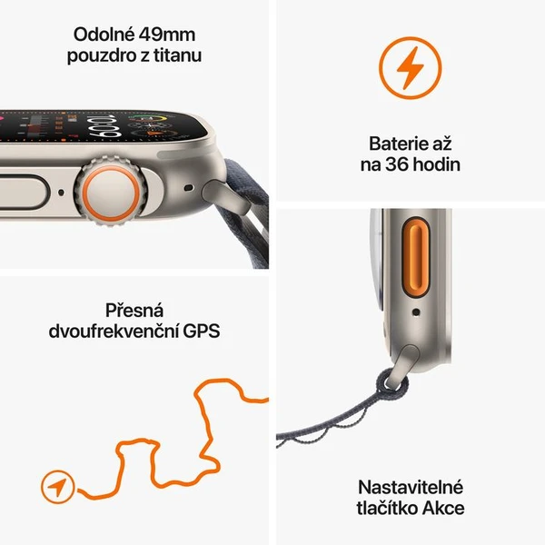 Apple Watch Ultra 2 49mm titanová s modrým alpským tahem L - Chytré hodinky - Obrázek QBX5000701
