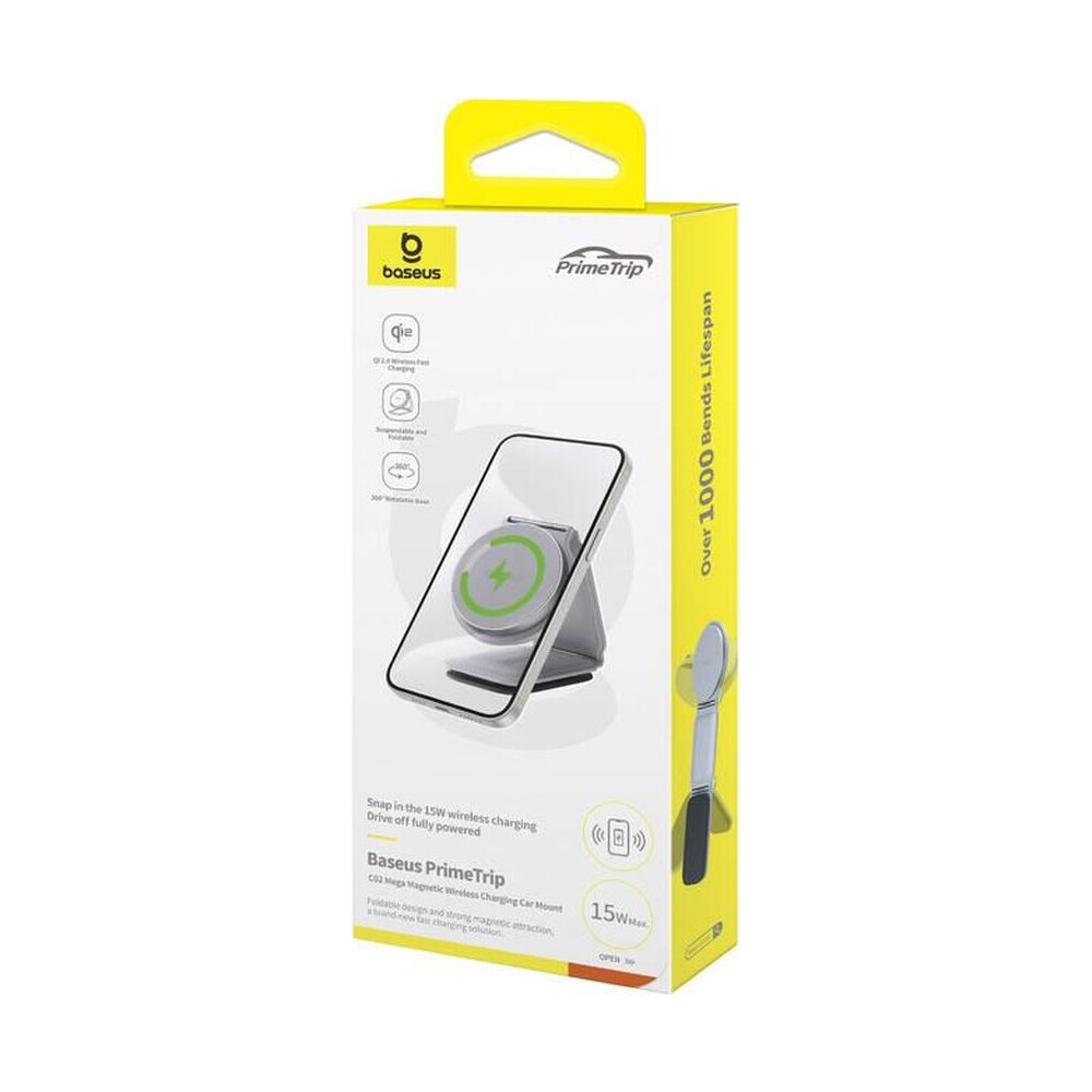 Baseus-PrimeTrip-C02-drzak-do-auta-s-bezdratovym-nabijenim-Qi2-na-palubni-desku-sedy