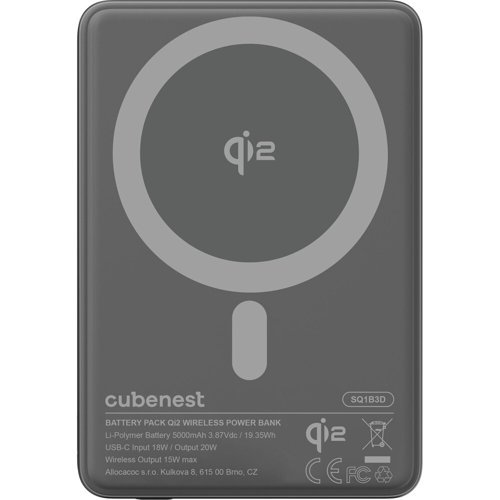 CubeNest-SQ1B3D-SlimDual-Qi2-MagSafe-powerbanka-5000-mAh-cerna