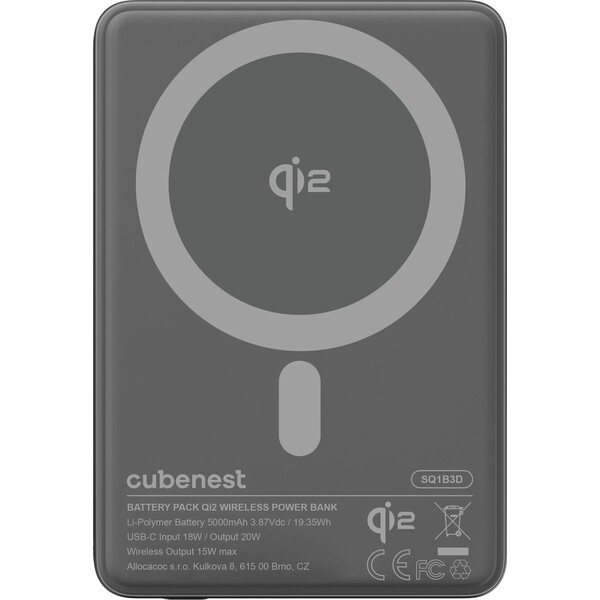CubeNest-SQ1B3D-SlimDual-Qi2-MagSafe-powerbanka-5000-mAh-cerna