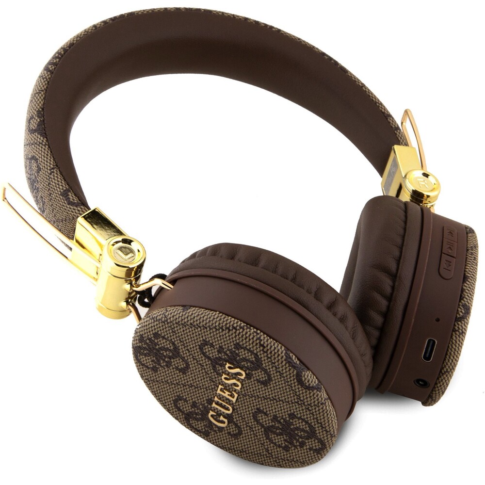 Guess-PU-Leather-4G-Metal-Logo-BT5-3-Stereo-Headphone-hnede