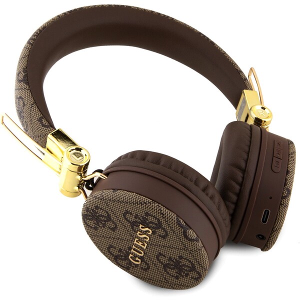 Guess-PU-Leather-4G-Metal-Logo-BT5-3-Stereo-Headphone-hnede