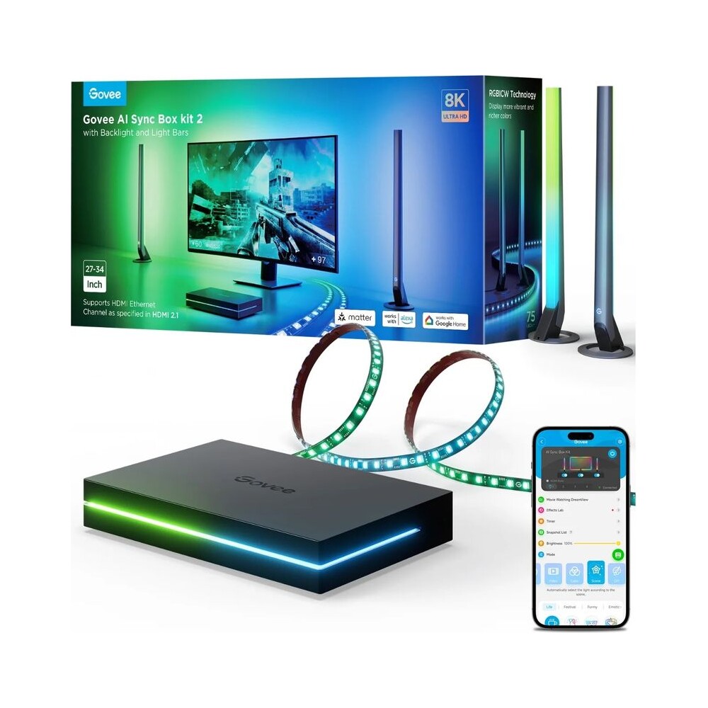 Govee-AI-Sync-Box-Kit-2-Smart-sada-PC-osvetleni-27-34-LED-panely