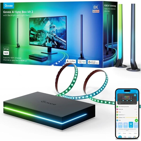 Govee-AI-Sync-Box-Kit-2-Smart-sada-PC-osvetleni-27-34-LED-panely