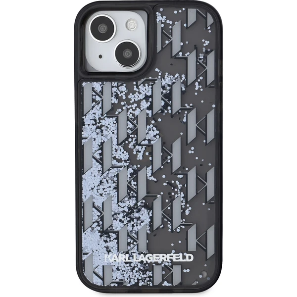 Karl Lagerfeld Liquid Glitter Monogram Gradient zadní kryt iPhone 15 černý - Pouzdra - Obrázek QZN5000J01