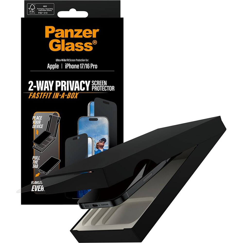 PanzerGlass-Privacy-sklo-Apple-iPhone-17-16-Pro-s-bezprasnym-aplikacnim-boxem
