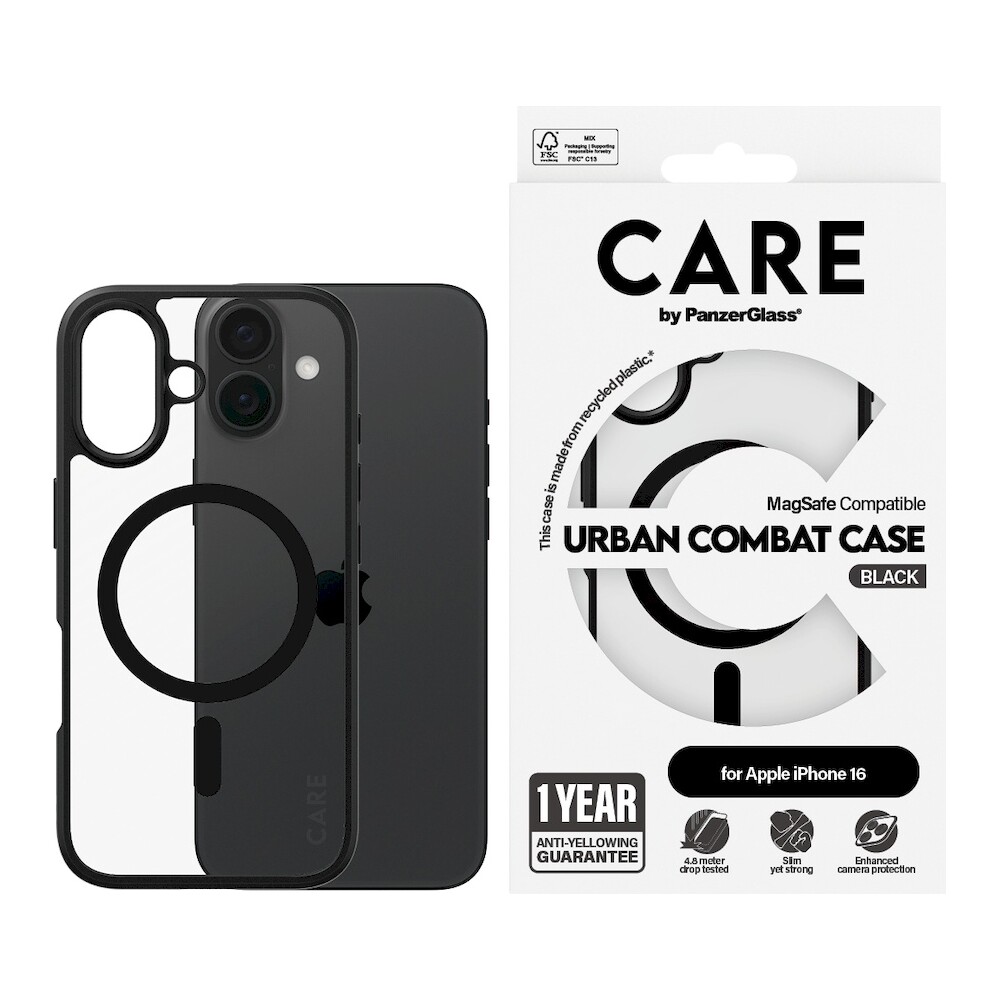 PanzerGlass-CARE-kryt-Apple-iPhone-16-MagSafe-Urban-Combat-cerny-cerny