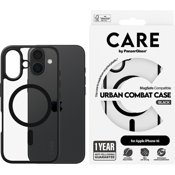 PanzerGlass-CARE-kryt-Apple-iPhone-16-MagSafe-Urban-Combat-cerny-cerny