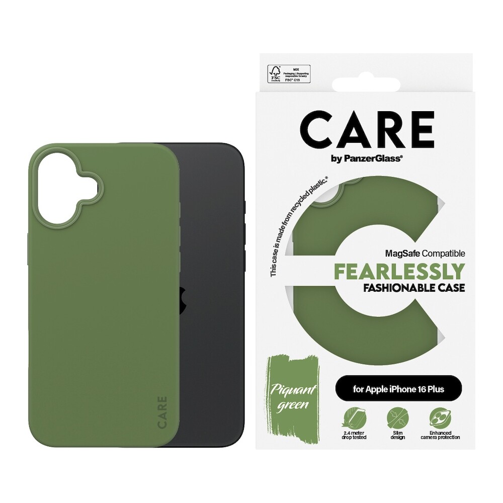 PanzerGlass-CARE-kryt-Apple-iPhone-16-Plus-MagSafe-Fearlessly-zeleny