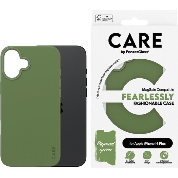 PanzerGlass-CARE-kryt-Apple-iPhone-16-Plus-MagSafe-Fearlessly-zeleny