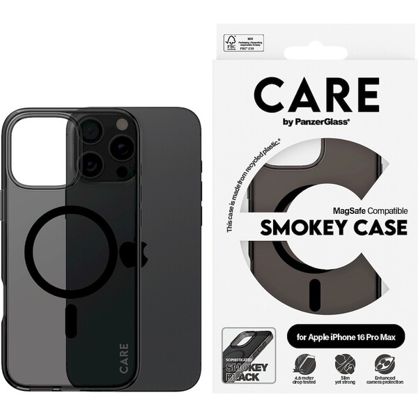 PanzerGlass-CARE-kryt-Apple-iPhone-16-Pro-Max-MagSafe-Smokey-kourovy-cerny