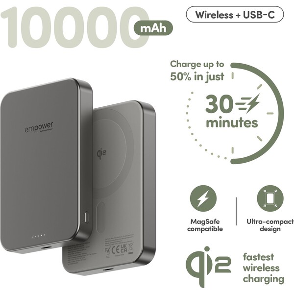 PanzerGlass-empower-bezdratova-Qi2-powerbanka-10000-mAh-MagSafe-seda