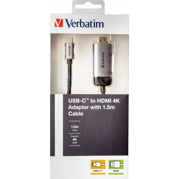 Verbatim USB-C/HDMI 4K 1,5 m kabel - Redukce - Obrázek RAOR000301