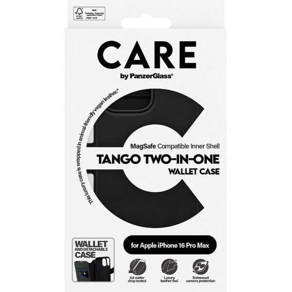 PanzerGlass-CARE-pouzdro-Apple-iPhone-16-Pro-Max-MagSafe-Wallet-2v1-cerny