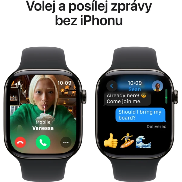 Apple Watch Series 10 Cellular 42mm Břidlicově šedý titan s černým sportovním řemínkem M/L - Chytré hodinky - Obrázek RBQ7000K01