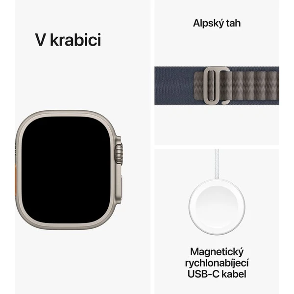 Apple Watch Ultra 2 49mm titanová s modrým alpským tahem L - Chytré hodinky - Obrázek RBX5000701