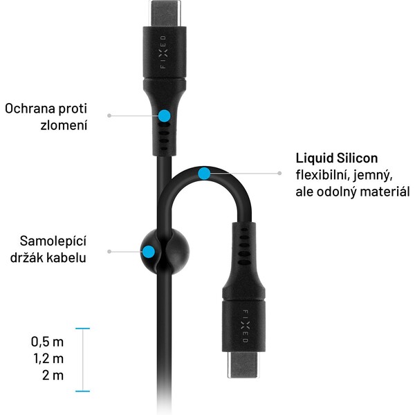 FIXED-Liquid-silicone-USB-C-USB-C-napajeci-kabel-60W-2m-cerny