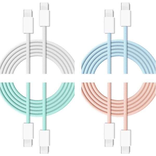 Cubenest-Braided-USB-C-USB-C-napajeci-kabel-60W-1m-barevne-4ks