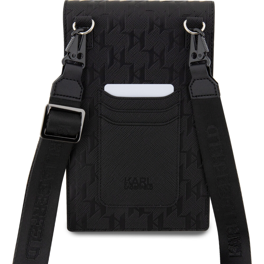 Karl-Lagerfeld-Saffiano-Monogram-Choupette-NFT-Wallet-Bag-pouzdro-cerne