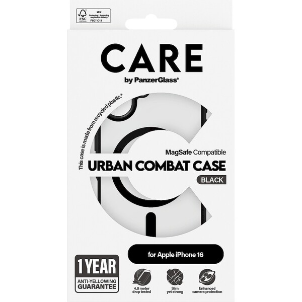 PanzerGlass-CARE-kryt-Apple-iPhone-16-MagSafe-Urban-Combat-cerny-cerny