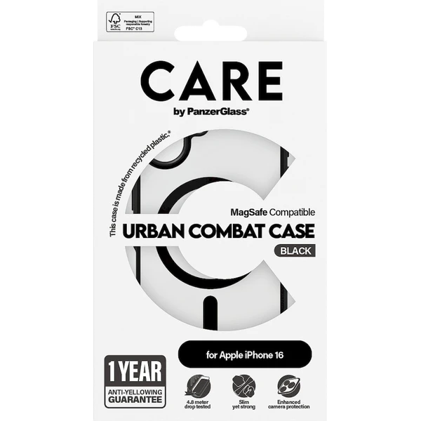 PanzerGlass® CARE kryt Apple iPhone 16 MagSafe Urban Combat černý/černý - Pouzdra - Obrázek S108000P01