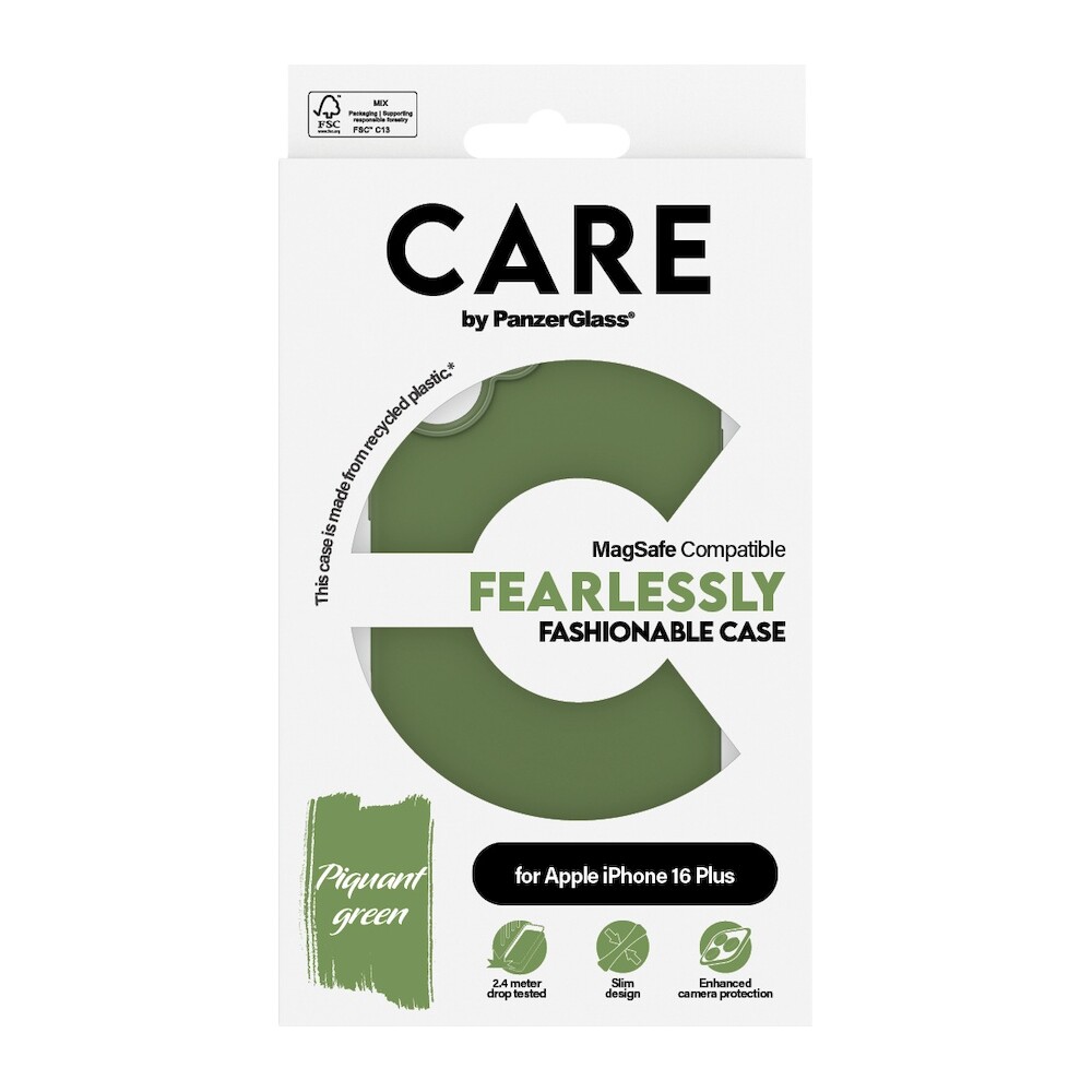PanzerGlass-CARE-kryt-Apple-iPhone-16-Plus-MagSafe-Fearlessly-zeleny
