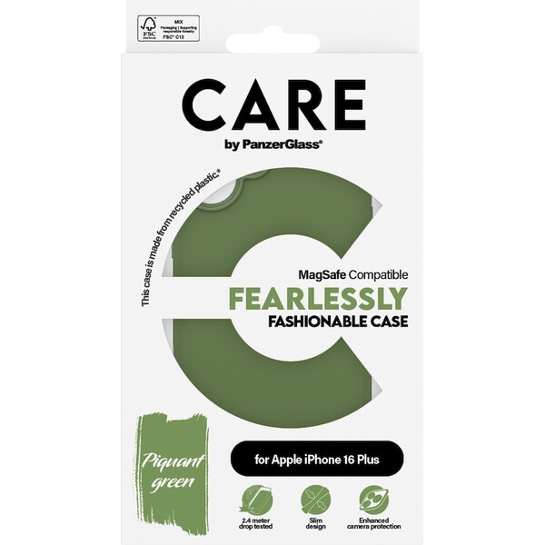 PanzerGlass-CARE-kryt-Apple-iPhone-16-Plus-MagSafe-Fearlessly-zeleny
