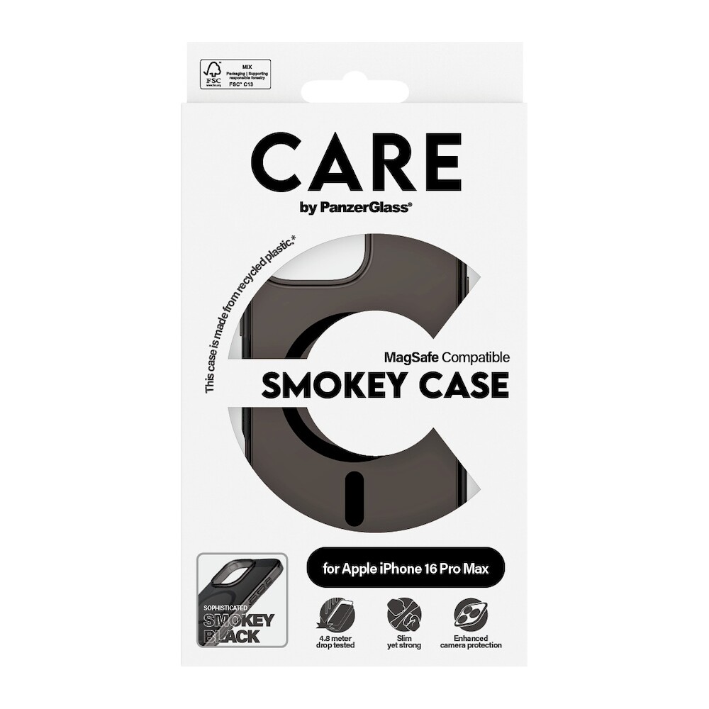 PanzerGlass-CARE-kryt-Apple-iPhone-16-Pro-Max-MagSafe-Smokey-kourovy-cerny