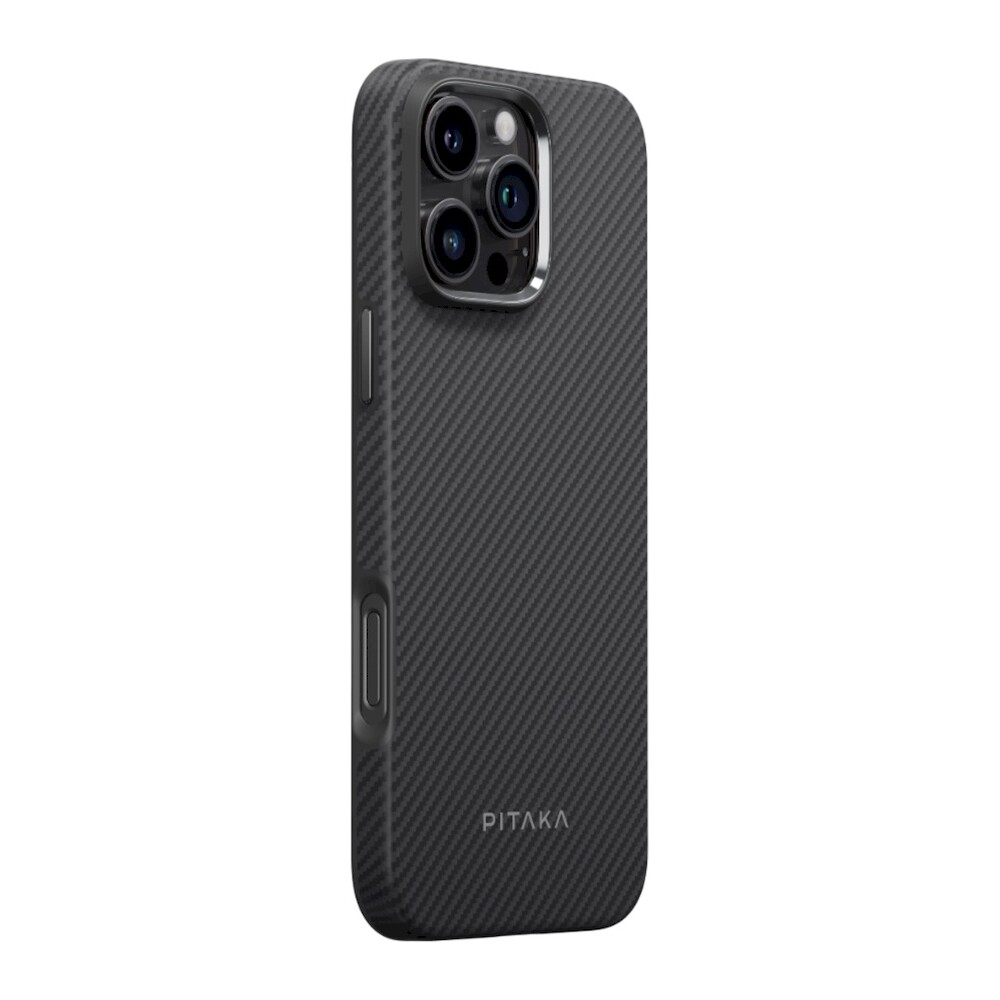 Pitaka-Military-Grade-Protective-MagSafe-kryt-iPhone-16-Pro-Max-Black-Grey-Twill