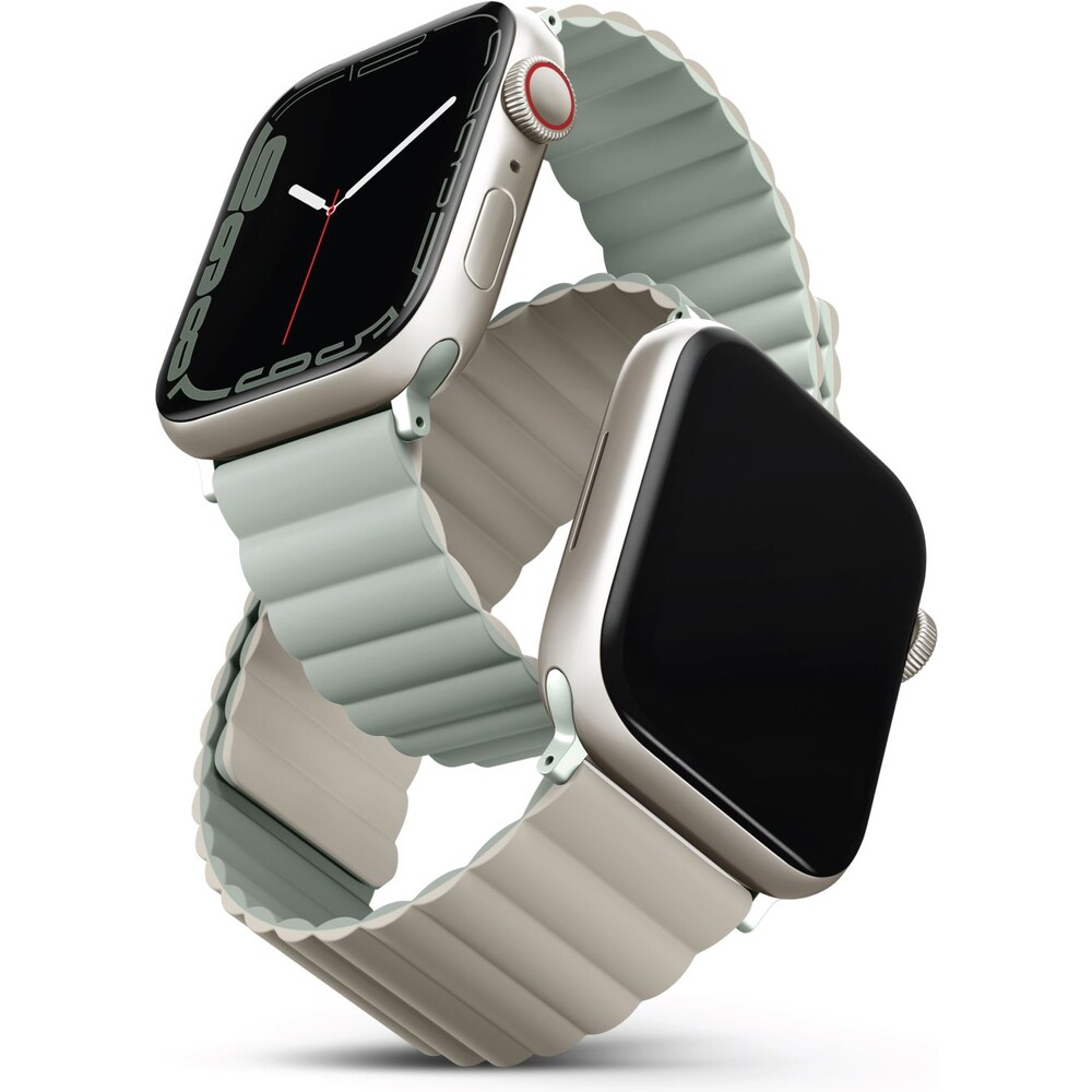 UNIQ-Revix-oboustranny-reminek-pro-Apple-Watch-49-46-45-44-42mm-Sage-sedolozeny-bezovy-