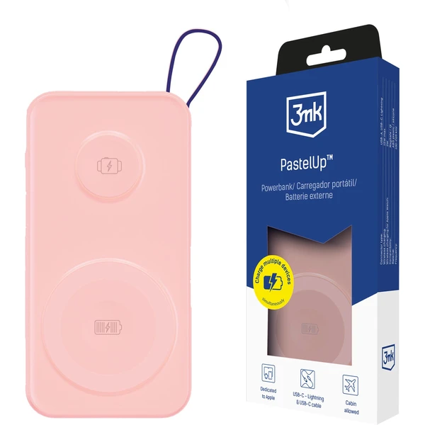 3mk PastelUp Powerbanka 10000 mAh 22.5W USB růžová - Powerbanky - Hlavní obrázek