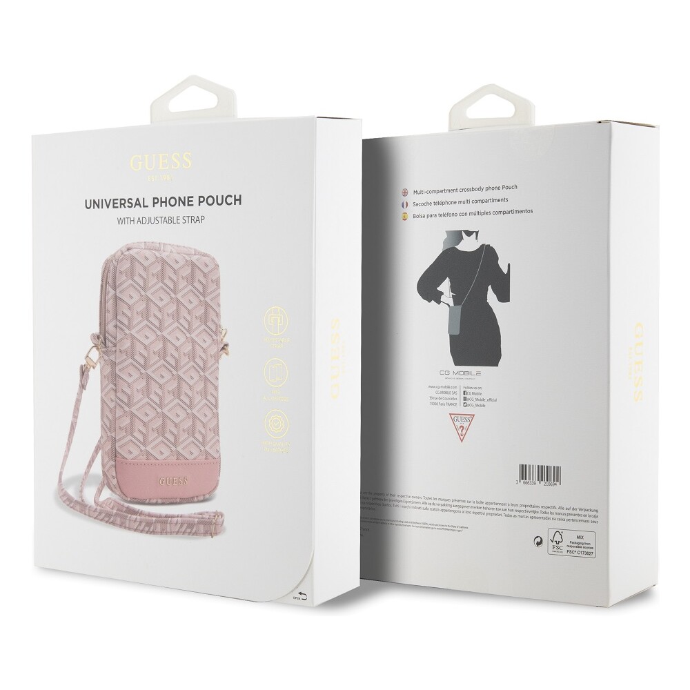 Guess-PU-G-Cube-Wallet-Phone-Bag-Zipper-ruzovy