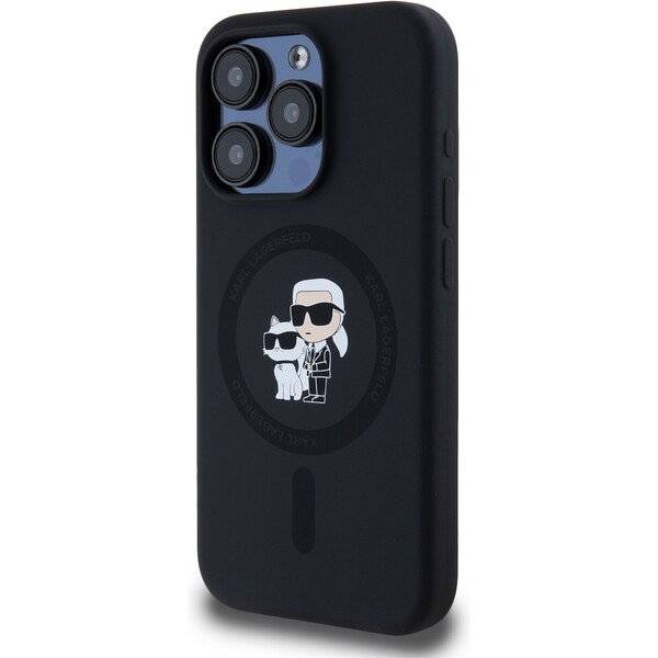 Karl-Lagerfeld-Liquid-Silicone-Karl-and-Choupette-Magsafe-zadni-kryt-iPhone-15-Pro-cerny