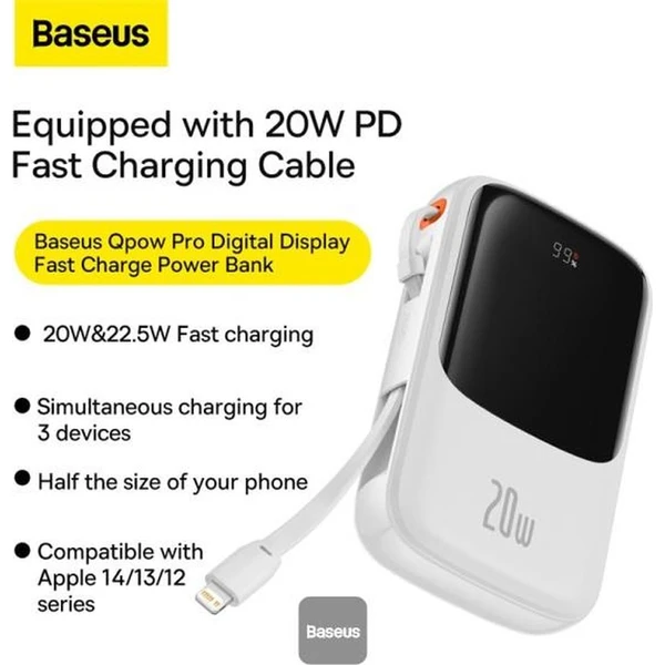Baseus-Qpow-Pro-10000mAh-20W-s-kabelem-Lightning-bila