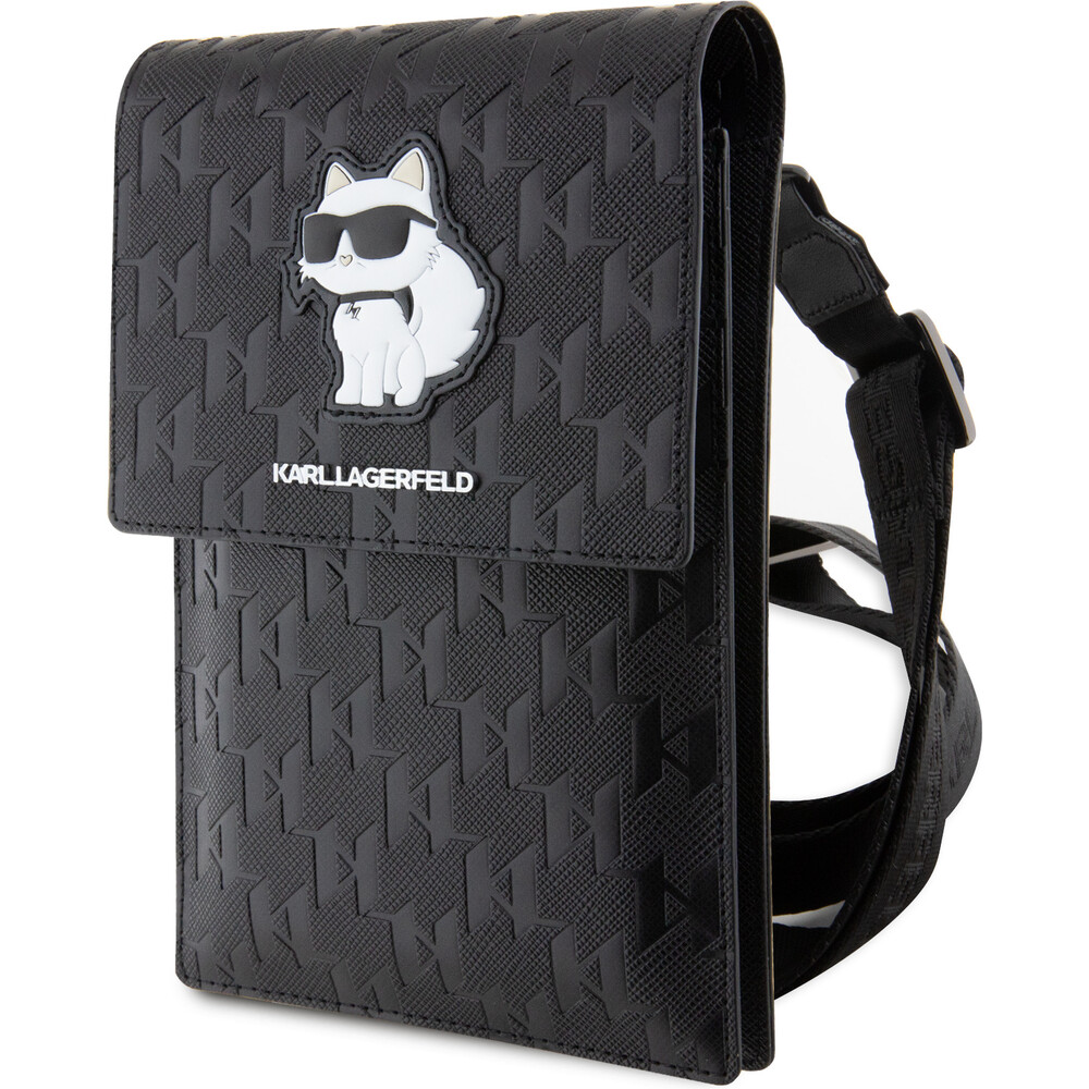Karl-Lagerfeld-Saffiano-Monogram-Choupette-NFT-Wallet-Bag-pouzdro-cerne