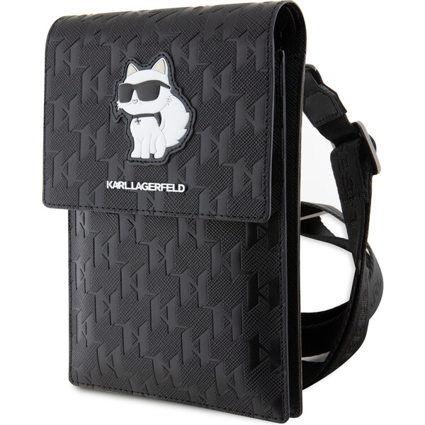 Karl-Lagerfeld-Saffiano-Monogram-Choupette-NFT-Wallet-Bag-pouzdro-cerne