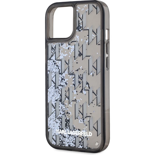 Karl Lagerfeld Liquid Glitter Monogram Gradient zadní kryt iPhone 15 černý - Pouzdra - Obrázek SZN5000J01